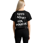 Tricou Crop Negru - Need Money for Porsche